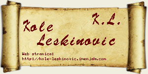 Kole Leškinović vizit kartica